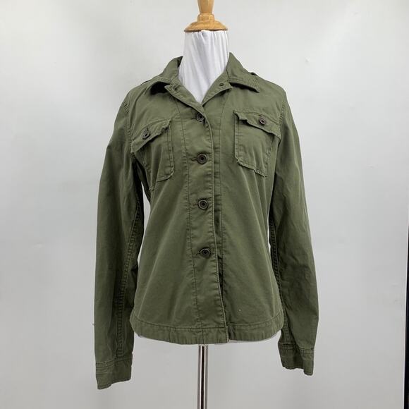 Lucky Brand Jacket Womens S Small Cotton Embroidered Floral Button Up Military - Picture 2 of 12